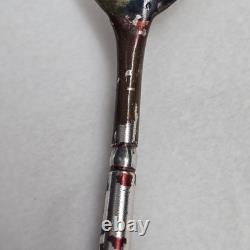 Ancienne Petite Cuillère En Argent Russe, Polychrome
