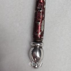Ancienne Petite Cuillère En Argent Russe, Polychrome
