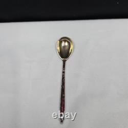 Ancienne Petite Cuillère En Argent Russe, Polychrome