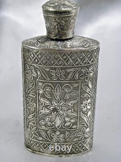 Ancienne Tabatiere Argent Massif 800 Flacon Parfum Fiole Silver Bottle