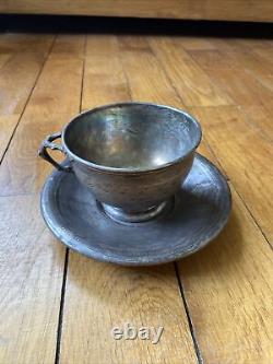 Ancienne Tasse et Sous Tasse Argent Massif Minerve 330 Grammes