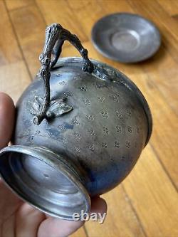 Ancienne Tasse et Sous Tasse Argent Massif Minerve 330 Grammes