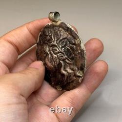 Ancienne amulette pendentif empereur grec romain en argent massif