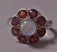 Ancienne Bague Argent Grenat Pierre De Lune Bague Argent Massif Ring Garnet T55