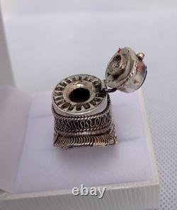 Ancienne bague chevalière poison argent massif 925 Afrique lapis lazuli T 62