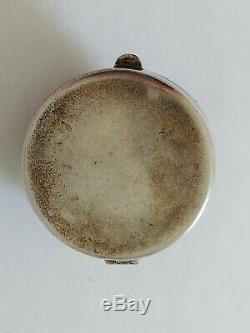 Ancienne boîte à pilules en argent massif et cabochon d'agate verte à identif