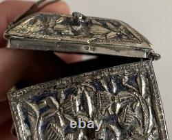 Ancienne boite argent massif berbere niellé silver box niello islamist persian