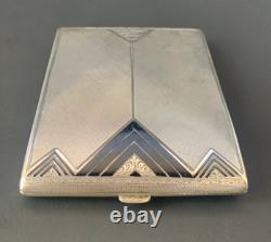 Ancienne boîte étui à cigarettes émaillé en argent massif période art déco