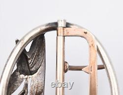 Ancienne boucle de ceinture en argent Art Nouveau iris poinçon tête de sanglier