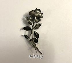 Ancienne broche rose ART NOUVEAU argent massif Bijoux style Nancy Poinçons 6 cm