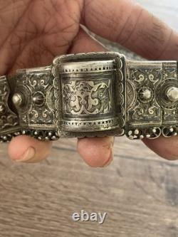 Ancienne ceinture en argent massif Russe orientale 586 gr époque fin XIX siècle