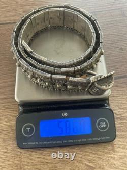 Ancienne ceinture en argent massif Russe orientale 586 gr époque fin XIX siècle