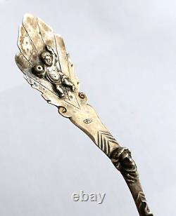 Ancienne cuillère en argent décor putto coquille tete femme Style baroque silver
