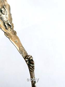 Ancienne cuillère en argent décor putto coquille tete femme Style baroque silver