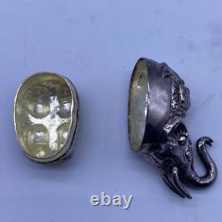 Ancienne figurine éléphant de cérémonie moghol indien en argent massif XVIIIe