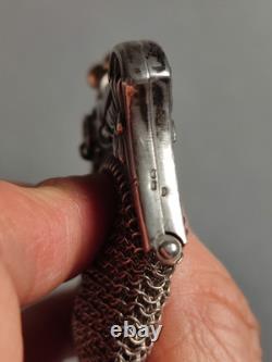 Ancienne grande bourse aumônière / sac de soirée en Argent fin XIXème