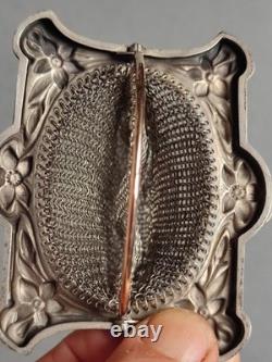 Ancienne grande bourse aumônière / sac de soirée en Argent fin XIXème