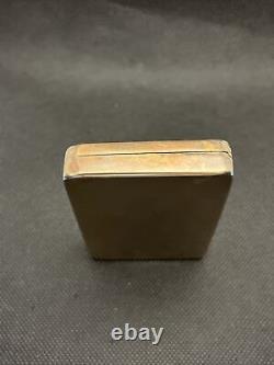 Ancienne jolie boîte à pilules rectangulaire en argent massif vermeil 900 E395