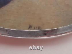 Ancienne miniature peinte dans un cadre en argent massif / époque du 19 ème