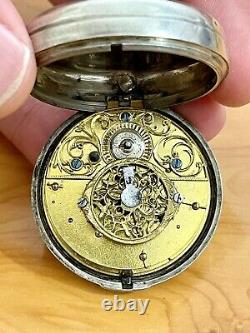 Ancienne montre à coq en Argent Massif Pocket Watch Silver
