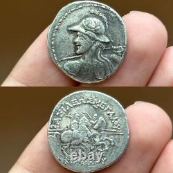 Ancienne pièce de monnaie tétradrachme en argent massif Eucratides I vers 171