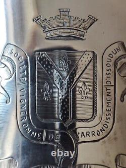 Ancienne timbale sur piédouche en argent massif Société vigneronne d'Issoudun