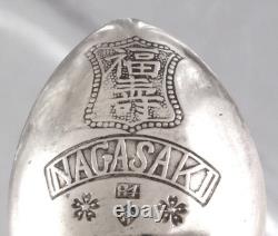 Anciennes 8 cuillères à dessert NAGASAKI JAPON ARGENT MASSIF fin 19ème