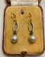 Anciennes Boucles D'oreilles Vermeil Or/argent Massif- Saphir Bleu, Perle Grise
