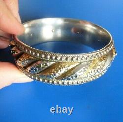 Antique Ancient Solid Silver And Gold Bijou Ancien Bracelet Argent Et Or Massif