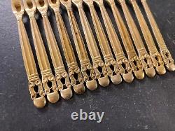 Argent Massif Vermeil Pic Escargots Ancien Lot De 12 Argenterie Rare Design XX E