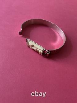 Art Déco Créateur Rare Bracelet Ouvrant Ancien Argent Massif, Sculpté, Poinçon
