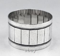 Art déco Ancien Rond de serviette en argent massif minerve