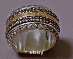 At déco Bague ancienne en ARGENT MASSIF et OR, pavage de pierres, bijou vintage