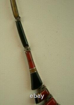 BEAU COLLIER ANCIEN en ARGENT MASSIF ET PIERRES DURES SIGNÉ ESCORCIA MEXICO