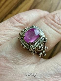 BEAU VÉRITABLE RUBIS, ARGENT Massif TRES OUVRAGÉ, SUBLIME ANCIENNE BAGUE