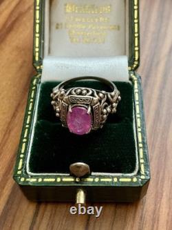 BEAU VÉRITABLE RUBIS, ARGENT Massif TRES OUVRAGÉ, SUBLIME ANCIENNE BAGUE