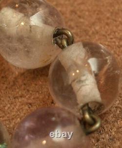 BEL ANCIEN CHAPELET EN PERLES D'AMETHYSTE ou DE QUARTZ ET VERMEIL ARGENT MASSIF