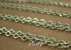 BEL IMPORTANT ANCIEN COLLIER SAUTOIR en ARGENT MASSIF 146cm