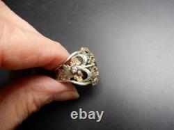 Bague 19e argent vermeil taille 54 beau bijou pierres usure bijou ancien