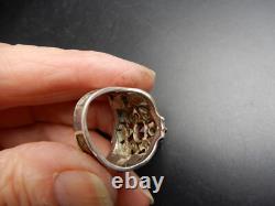 Bague 19e argent vermeil taille 54 beau bijou pierres usure bijou ancien