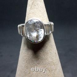 Bague Ancienne Argent Massif & Cristal De Roche
