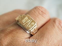 Bague Chevaliere Ancienne Argent Et Or Art Deco Antique Silver Gold Ring T61 Ar