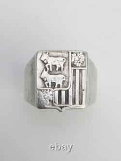 Bague Chevalière ancienne en Argent Massif Epoque XIXe