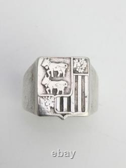 Bague Chevalière ancienne en Argent Massif Epoque XIXe