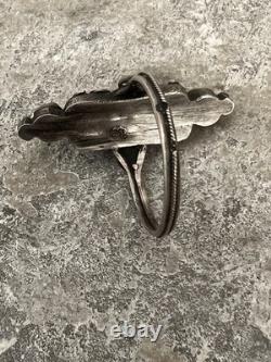 Bague Marquise ancienne ethnique Fin 19e Debut 20e argent massif taille 51,5 FR