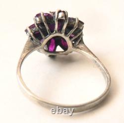 Bague ancienne argent massif + améthyste Bijou ancien silver ring marguerite