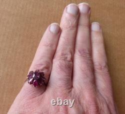 Bague ancienne argent massif + améthyste Bijou ancien silver ring marguerite