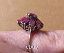 Bague ancienne argent massif + améthyste Bijou ancien silver ring marguerite