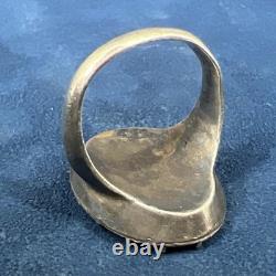 Bague ancienne argent portrait miniature style Persan sur substrat naturel os