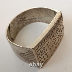 Bague ancienne, talisman, Argent, Unique, carré magique, Afrique